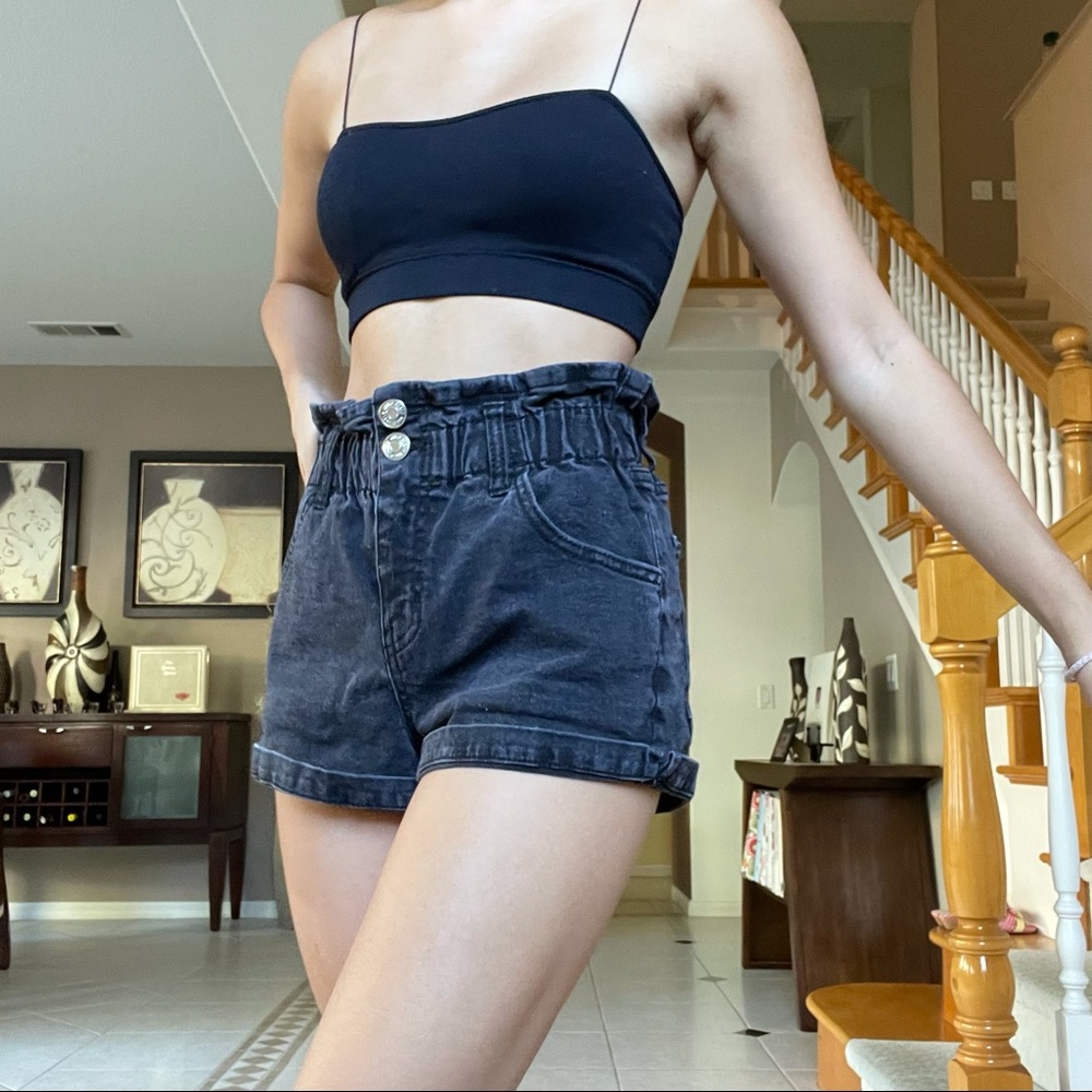 black wash paperbag shorts
